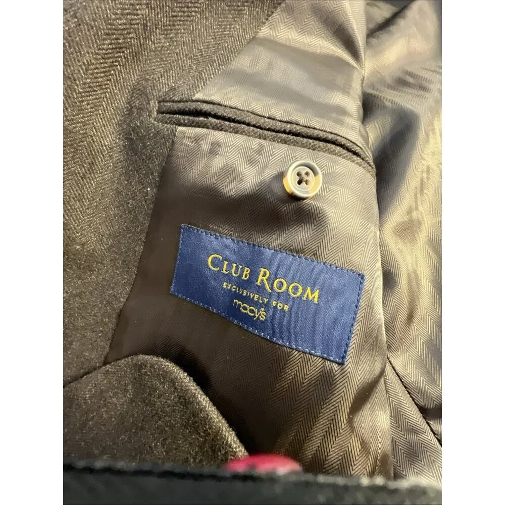 Club Room Macys Brown Blazer Jacket Sport‎ Coat Silk Wool Cashmere  Mens 44R